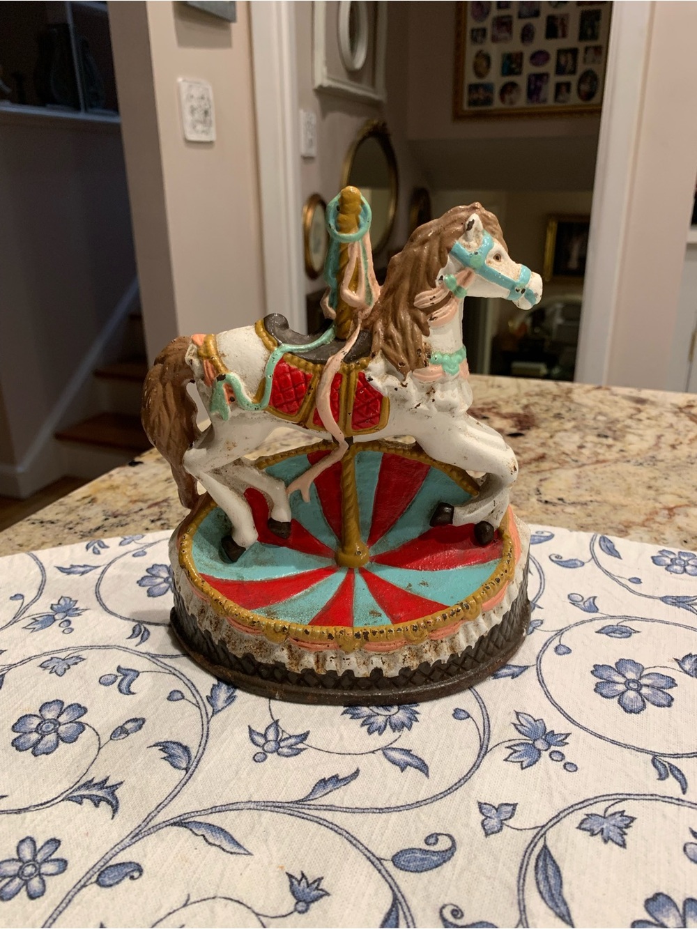 Vintage Rare Carousel Horse Cast Iron Door Stop Home Decor